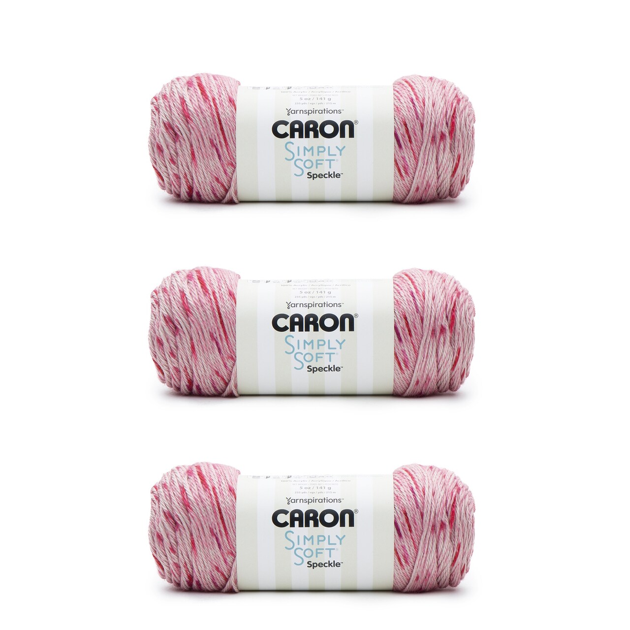 Caron Simply Soft Lipstick Speckle Yarn - 3 Pack of 141g/5oz - Acrylic - 4 Medium (Worsted) - 235 Yards - Knitting/Crochet